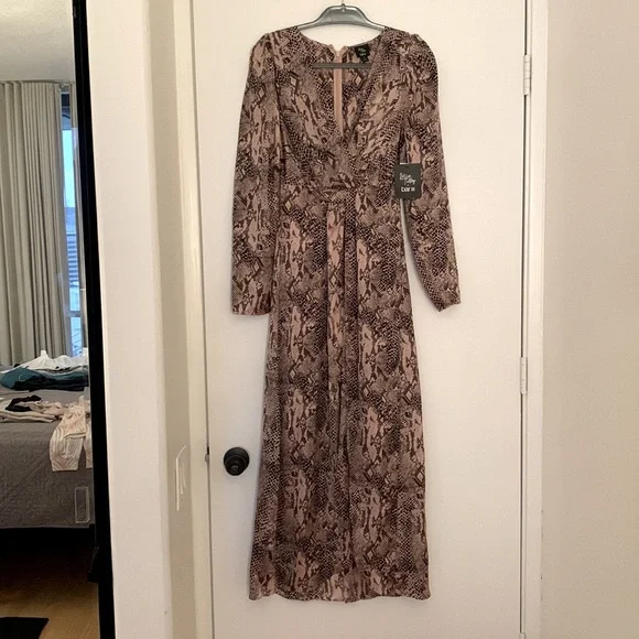 Bar III Dresses Maxi Long Sleeve Snake Print Dress Poshmark